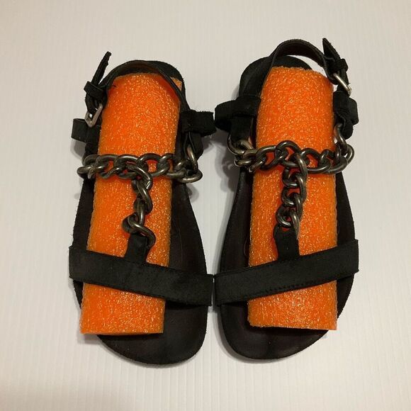 Bimba y Lola Suede Chain Fisherman Sandals, Size 37. (6.5/7 US) Black Spain. - Picture 14 of 16